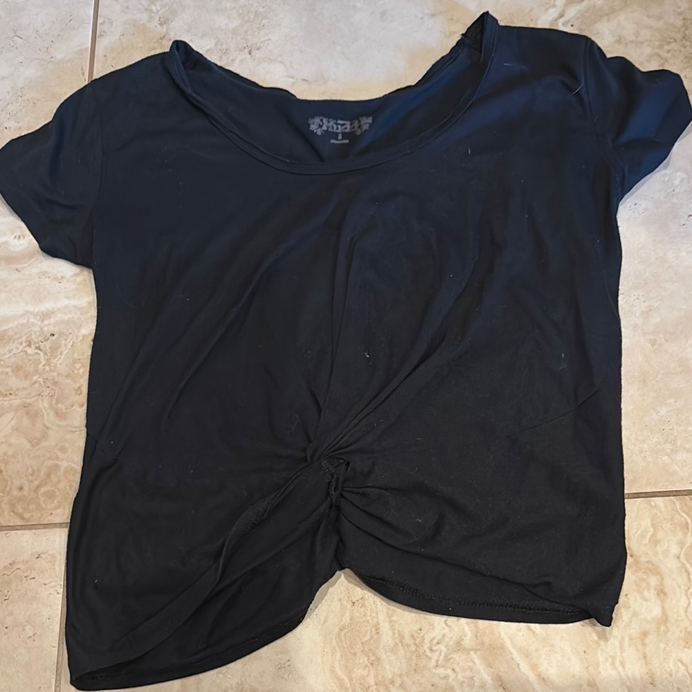 Mudd Black Tie Front Short Sleeve Tee